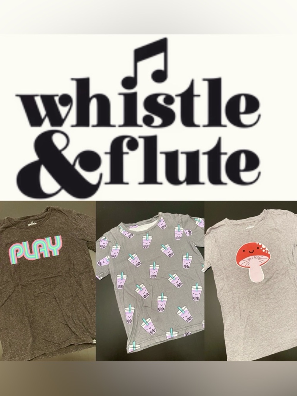 Whistle & Flute T-Shirt Lot, 🍄🧋🤾